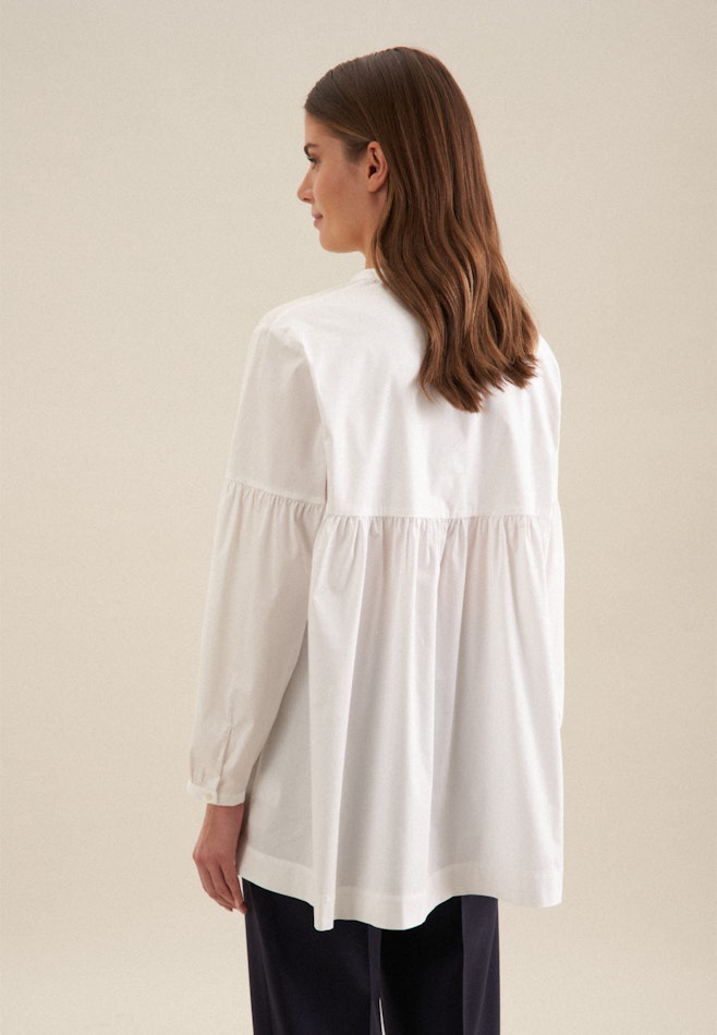 Long sleeve Gabardine Stand-Up Blouse in White | Seidensticker online shop