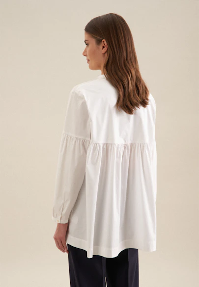 Stehkragenbluse Uni in Weiß |  Seidensticker Onlineshop