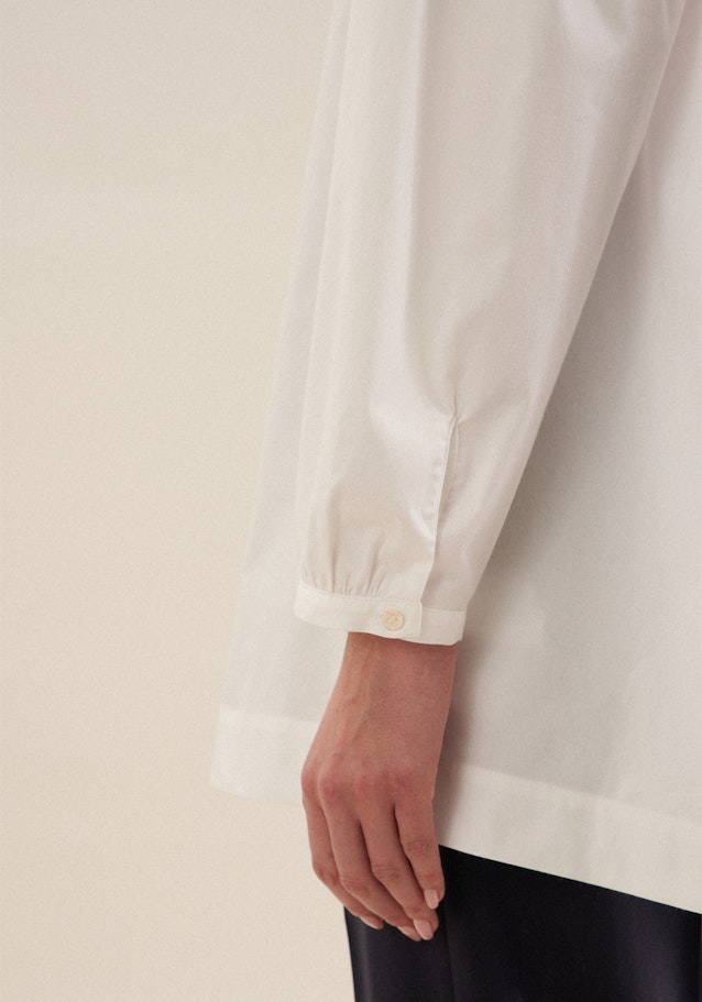Long sleeve Gabardine Stand-Up Blouse in White |  Seidensticker Onlineshop