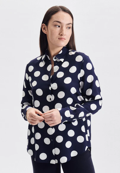 Shirt Blouse Dots in Medium Blue |  Seidensticker Onlineshop