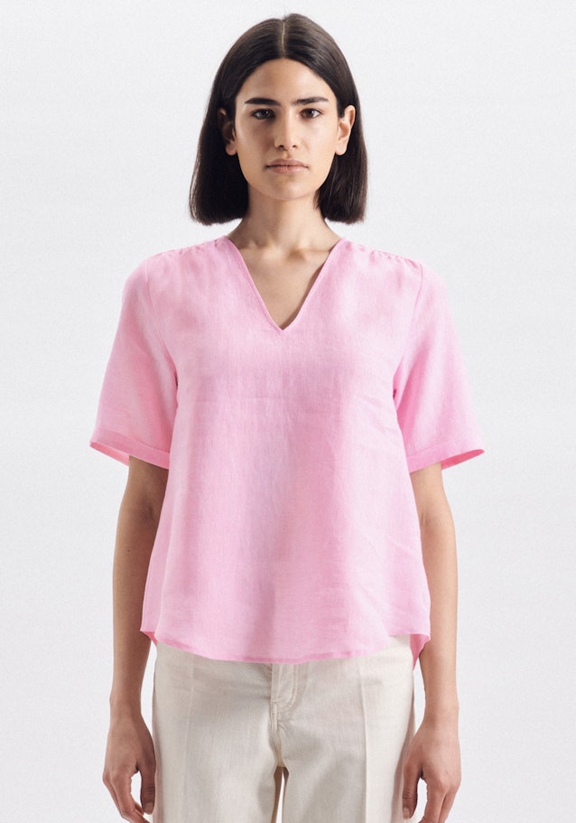 Korte mouwen Linnen Shirtblouse in Roze/Pink |  Seidensticker Onlineshop