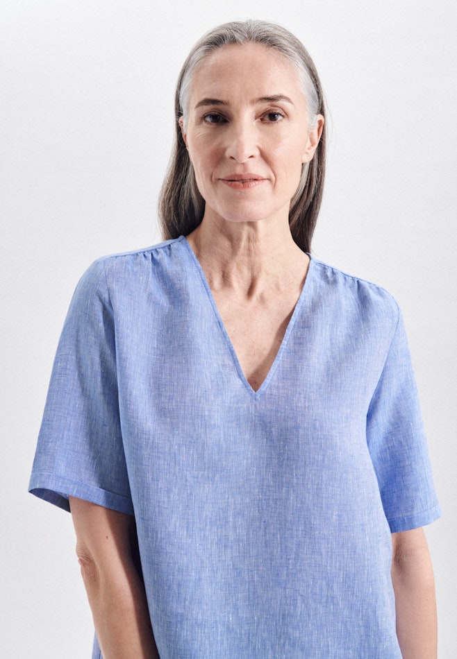 Kurzarm Leinen Shirtbluse in Dunkelblau | Seidensticker Onlineshop