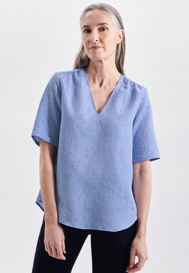 Kurzarm Leinen Shirtbluse in Dunkelblau | Seidensticker Onlineshop