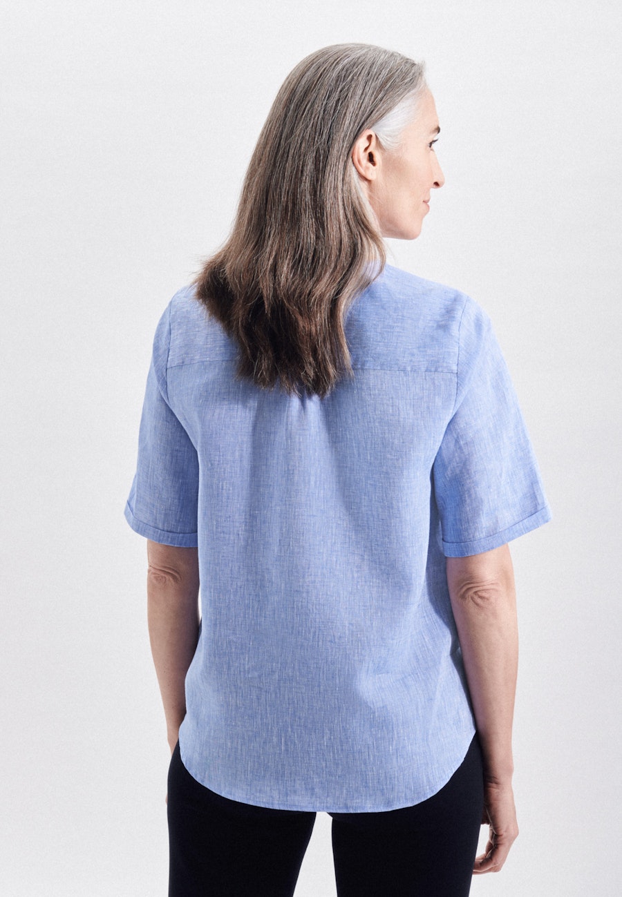 V-Neck Shirtbluse Regular fit in Dunkelblau |  Seidensticker Onlineshop