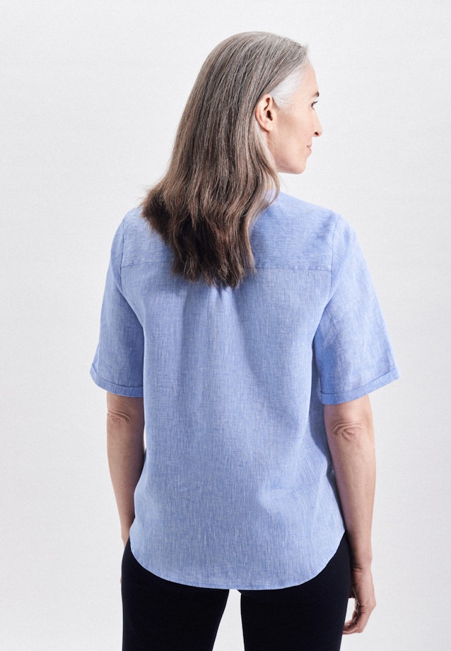 Korte mouwen Linnen Shirtblouse in Donkerblauw |  Seidensticker Onlineshop
