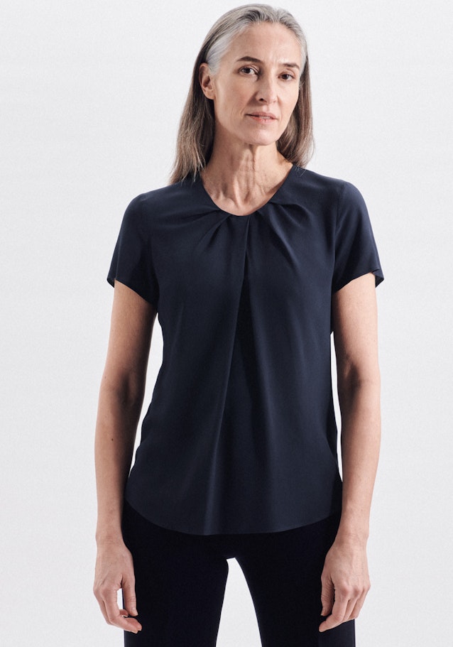 Short sleeve Crepe Shirt Blouse in Dark Blue | Seidensticker Onlineshop
