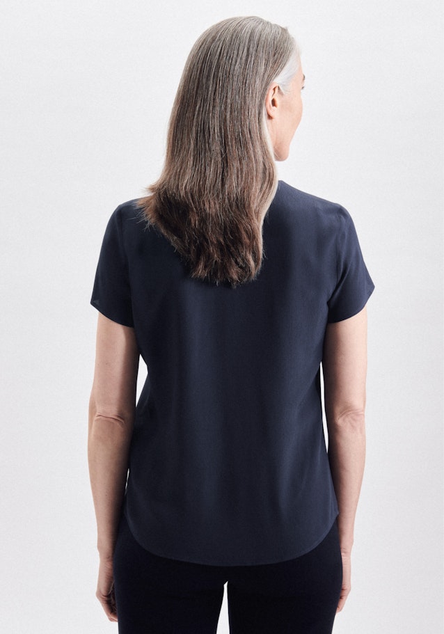 Korte mouwen Krepp Shirtblouse in Donkerblauw |  Seidensticker Onlineshop