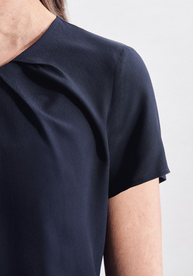 Short sleeve Crepe Shirt Blouse in Dark Blue |  Seidensticker Onlineshop