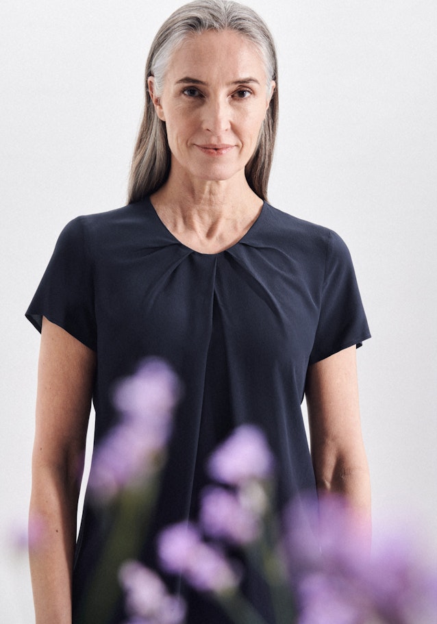 Regular fit Shirtbluse Uni in Dunkelblau | Seidensticker Onlineshop