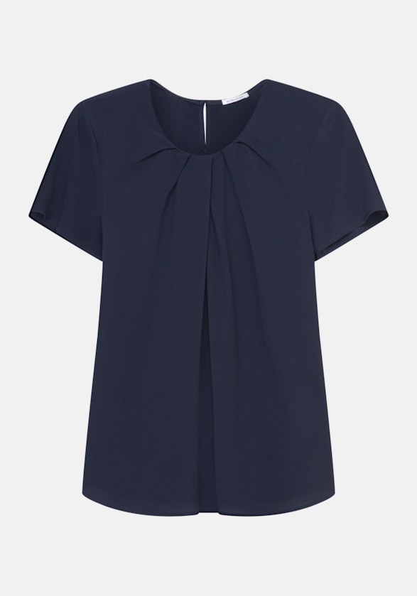 Short sleeve Crepe Shirt Blouse in Dark Blue |  Seidensticker Onlineshop