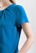 Kurzarm Krepp Shirtbluse in Mittelblau |  Seidensticker Onlineshop