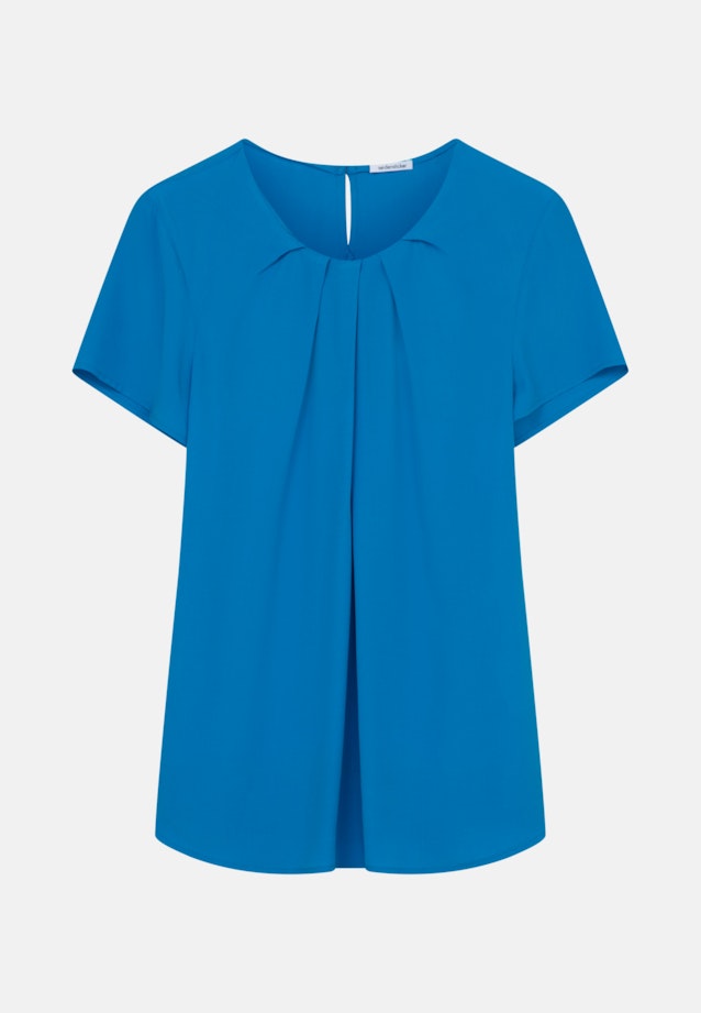 Short sleeve Crepe Shirt Blouse in Medium Blue |  Seidensticker Onlineshop