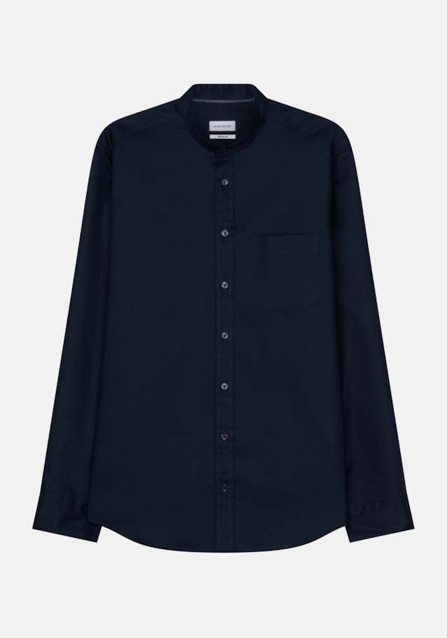 Easy-iron Twill Casual Shirt in Regular with Stand-Up Collar in Dark Blue |  Seidensticker Onlineshop