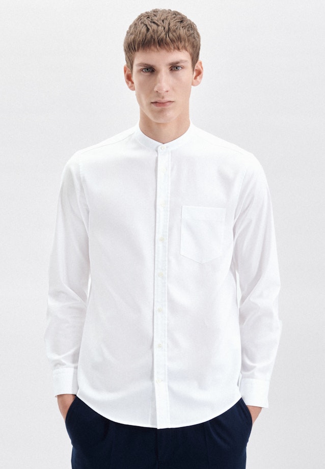 Easy-iron Twill Casual Shirt in Regular with Stand-Up Collar in White |  Seidensticker Onlineshop