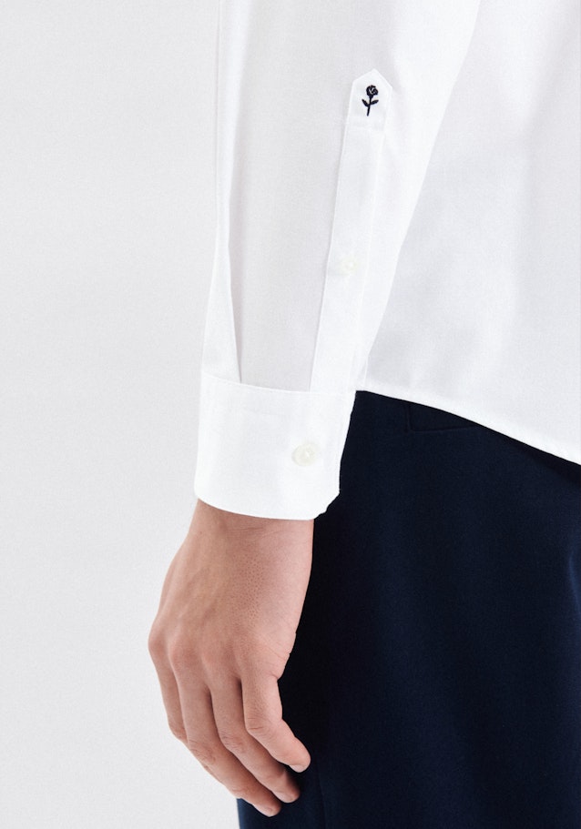 Bügelleichtes Twill Casual Hemd in Regular mit Stehkragen in Weiß |  Seidensticker Onlineshop