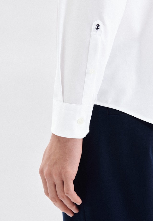 Bügelleichtes Twill Casual Hemd in Regular mit Stehkragen in Weiß |  Seidensticker Onlineshop