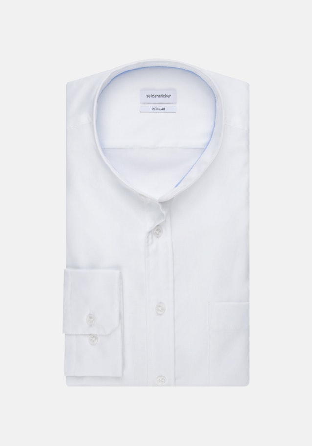 Easy-iron Twill Casual Shirt in Regular with Opstaande Kraag in Wit |  Seidensticker Onlineshop