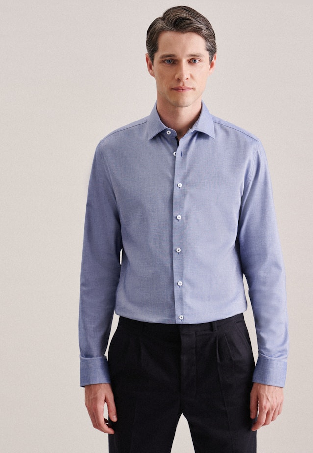 Slim Business Hemd Struktur in Mittelblau |  Seidensticker Onlineshop