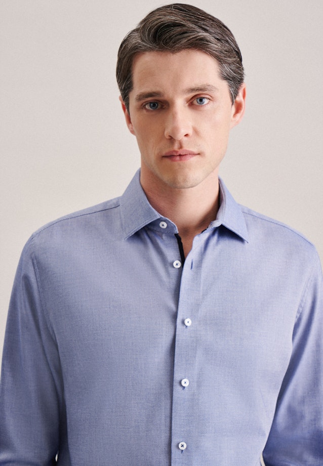 Slim Business Hemd Struktur in Mittelblau |  Seidensticker Onlineshop