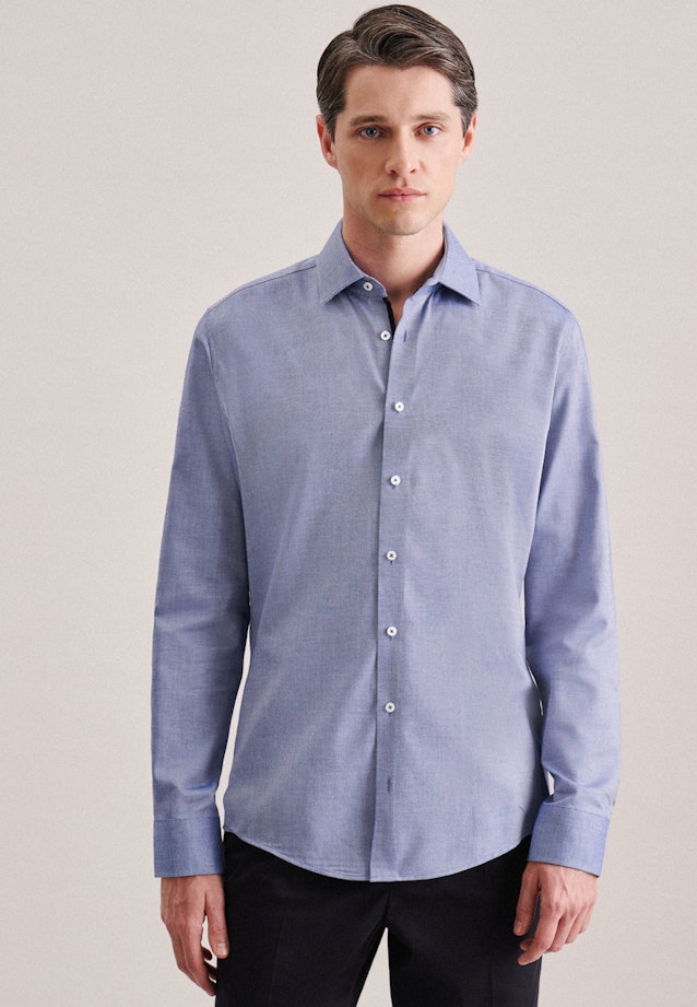 Slim Business Hemd Struktur in Mittelblau |  Seidensticker Onlineshop