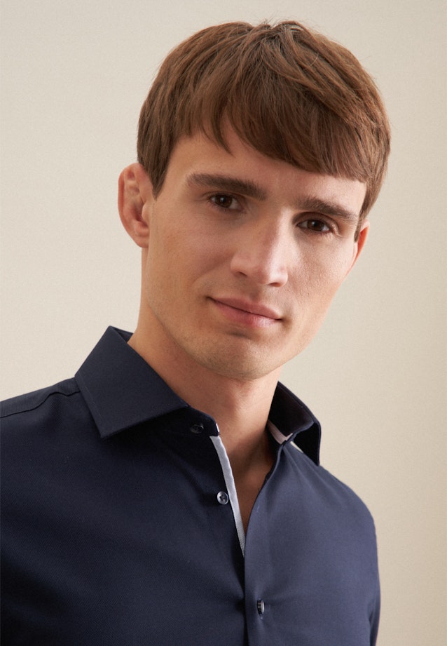 Slim Business shirt Structure in Dark Blue |  Seidensticker Onlineshop