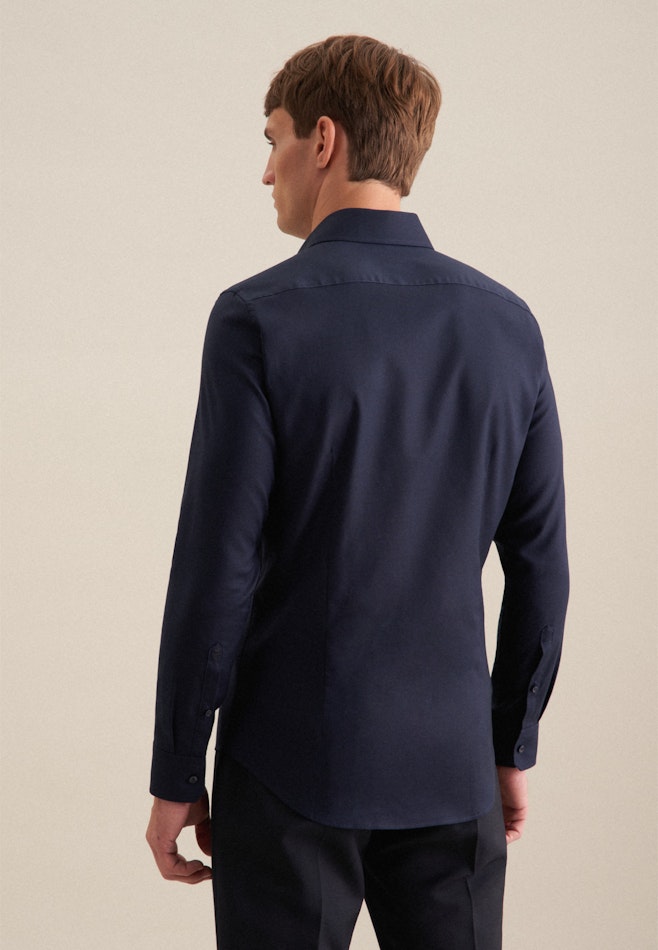 Non-iron Structure Business Shirt in Slim with Kent-Collar in Dark Blue | Seidensticker online shop