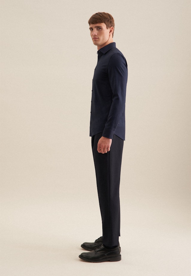 Non-iron Structure Business Shirt in Slim with Kent-Collar in Dark Blue |  Seidensticker Onlineshop