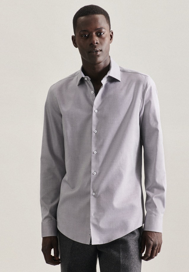 Non-iron Structure Business Shirt in Slim with Kent-Collar in Grey |  Seidensticker Onlineshop