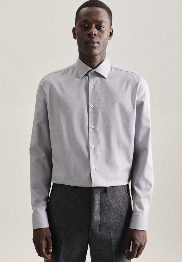 Non-iron Structure Business Shirt in Slim with Kent-Collar in Grey |  Seidensticker Onlineshop