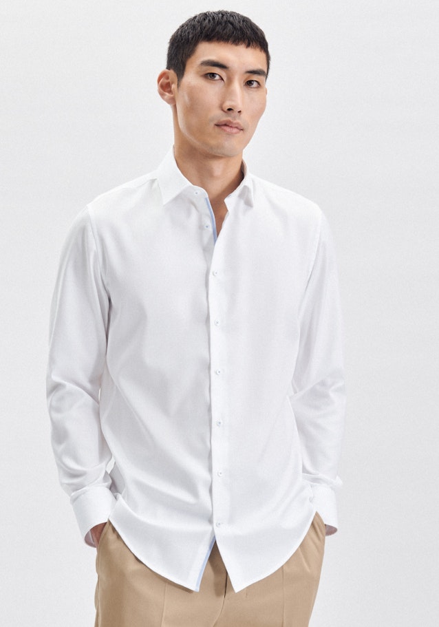 Non-iron Structure Business Shirt in Slim with Kent-Collar in White | Seidensticker Onlineshop