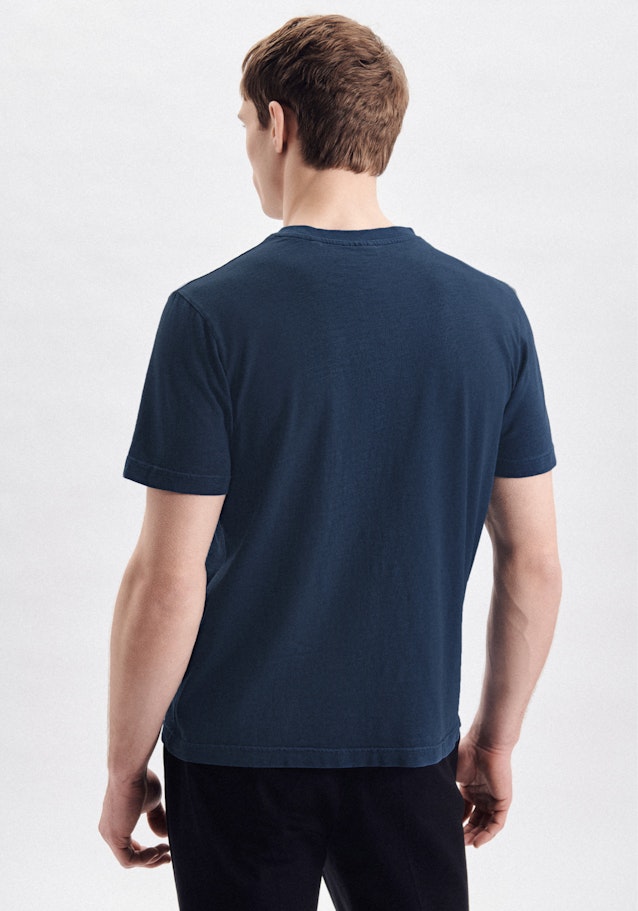 Crew Neck T-Shirt in Medium Blue |  Seidensticker Onlineshop