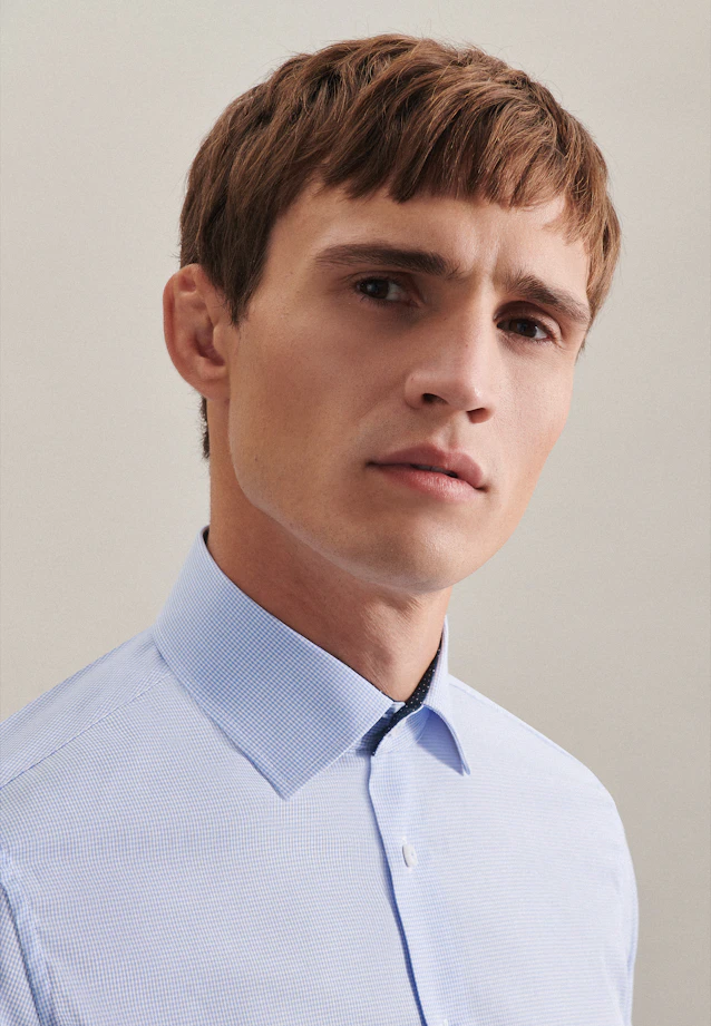 Shaped Business shirt Check in Light Blue |  Seidensticker Onlineshop