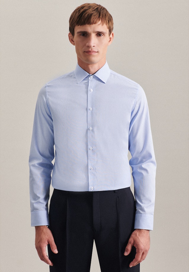 Shaped Business Hemd Karo in Hellblau |  Seidensticker Onlineshop