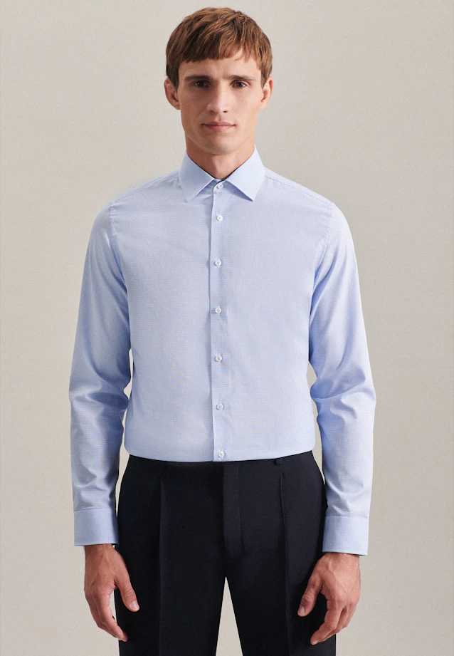 Shaped Business shirt Check in Light Blue |  Seidensticker Onlineshop