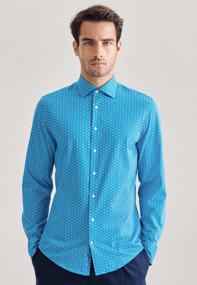 Slim Chemise performance Imprimé in Turquoise |  Seidensticker Onlineshop