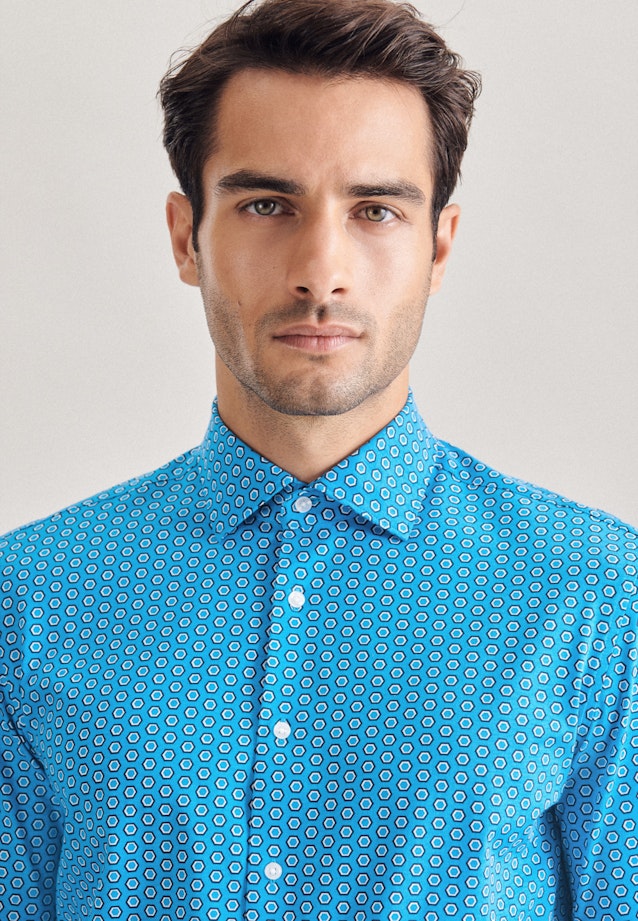 Slim Chemise performance Imprimé in Turquoise |  Seidensticker Onlineshop