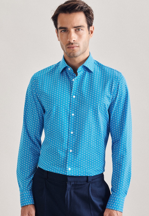 Slim Chemise performance Imprimé in Turquoise |  Seidensticker Onlineshop
