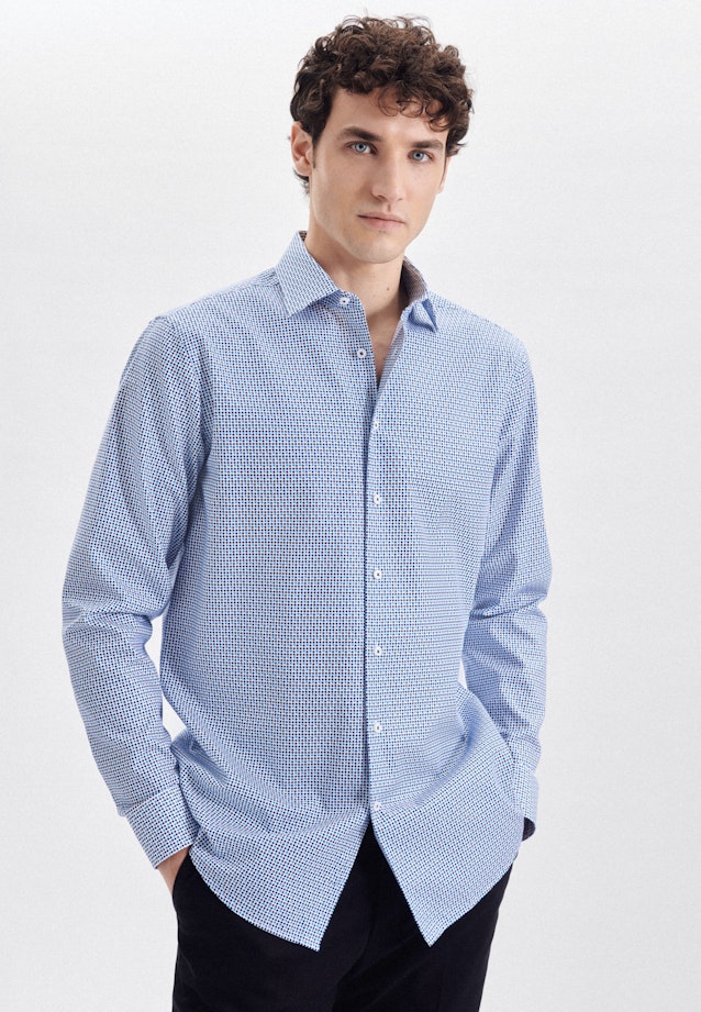 Regular Business Hemd Druck in Türkis |  Seidensticker Onlineshop