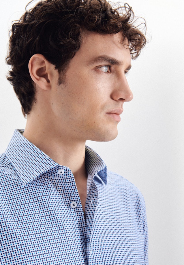 Regular Business Hemd Druck in Türkis |  Seidensticker Onlineshop