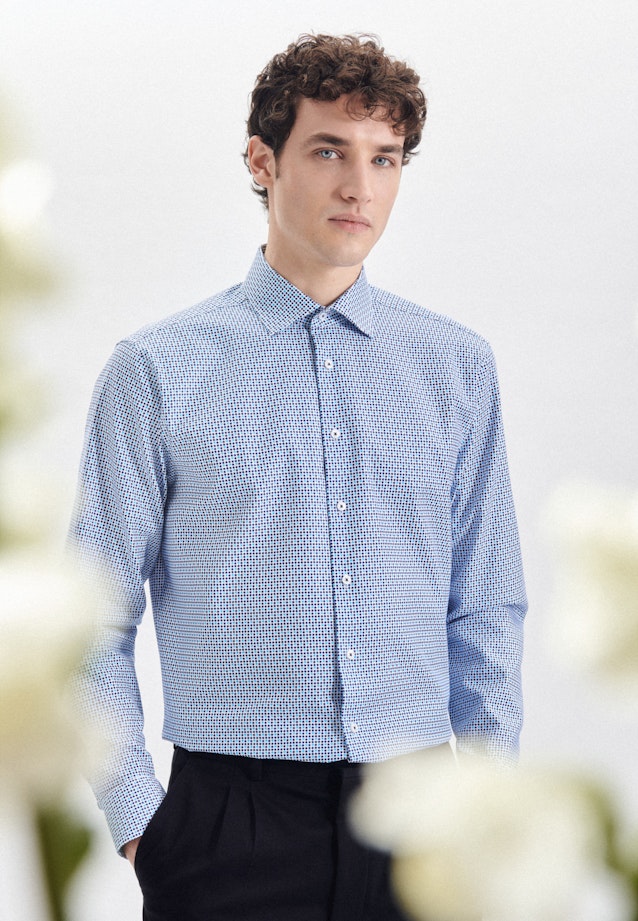 Regular Business Hemd Druck in Türkis |  Seidensticker Onlineshop