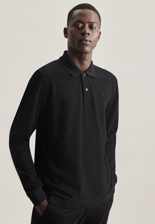Collar Polo-Shirt in Black |  Seidensticker Onlineshop