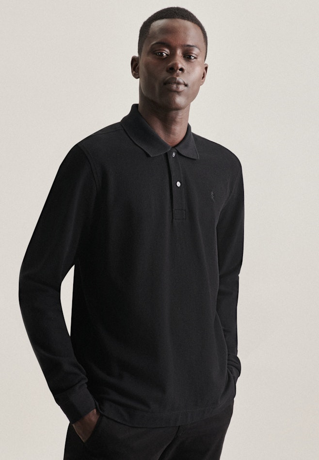 Kragen Polo-Shirt Regular in Schwarz | Seidensticker Onlineshop