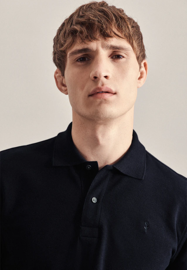 Regular Polo Uni in Bleu Foncé |  Seidensticker Onlineshop