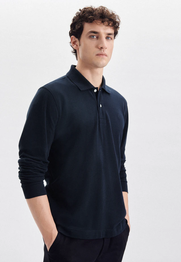 Regular Polo Uni in Bleu Foncé |  Seidensticker Onlineshop
