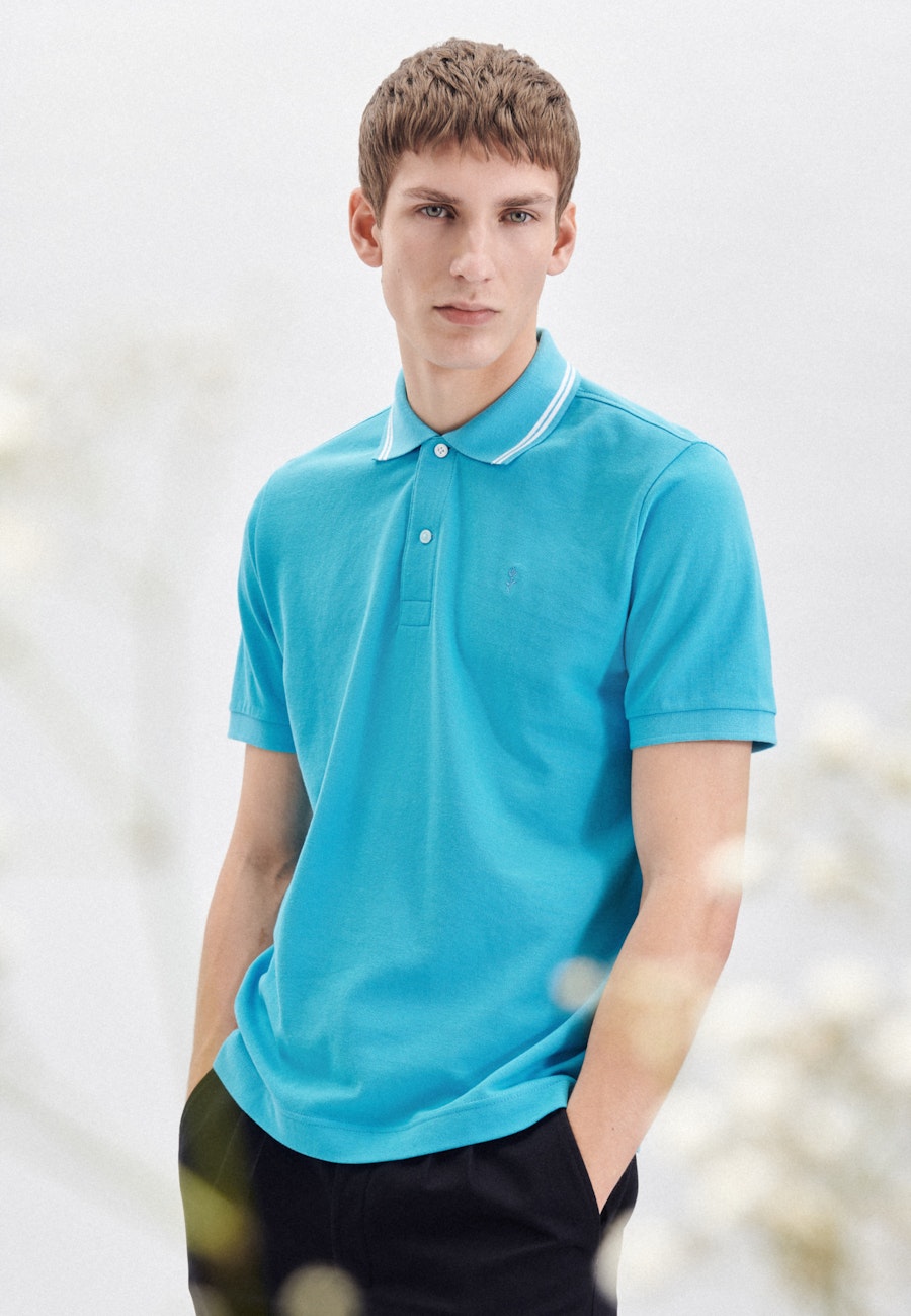 Kragen Polo-Shirt Regular in Türkis |  Seidensticker Onlineshop