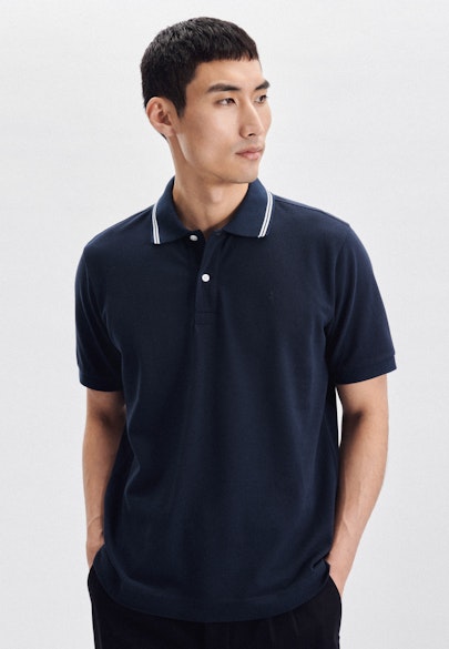 Regular Polo Uni in Bleu Foncé |  Seidensticker Onlineshop