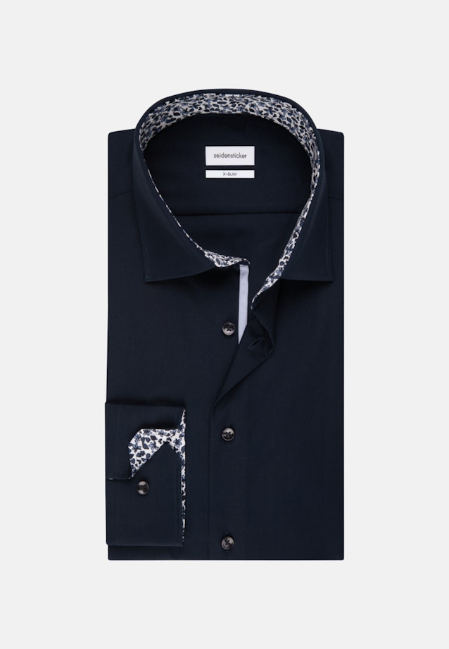 Non-iron Poplin Business Shirt in X-Slim with Kent-Collar in Dark Blue |  Seidensticker Onlineshop