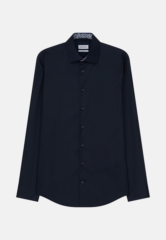 Non-iron Poplin Business Shirt in X-Slim with Kent-Collar in Dark Blue |  Seidensticker Onlineshop