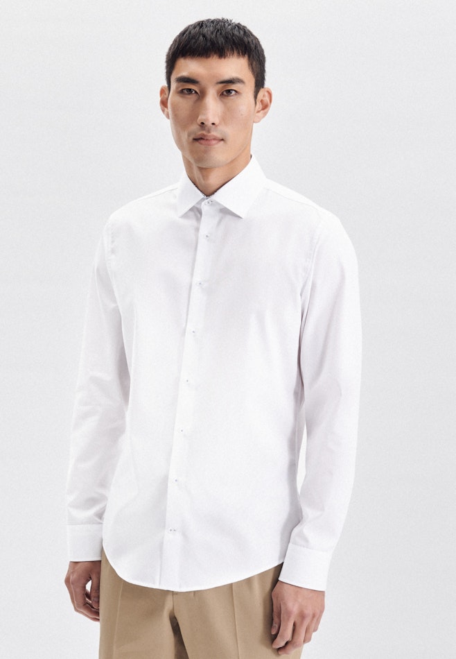 Non-iron Poplin Business Shirt in X-Slim with Kent-Collar in White | Seidensticker online shop