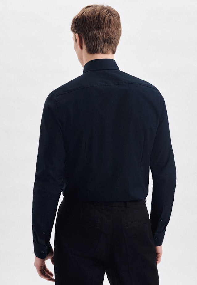 Poplin Business Shirt in Slim with Kent-Collar and extra long sleeve in Dark Blue | Seidensticker Onlineshop